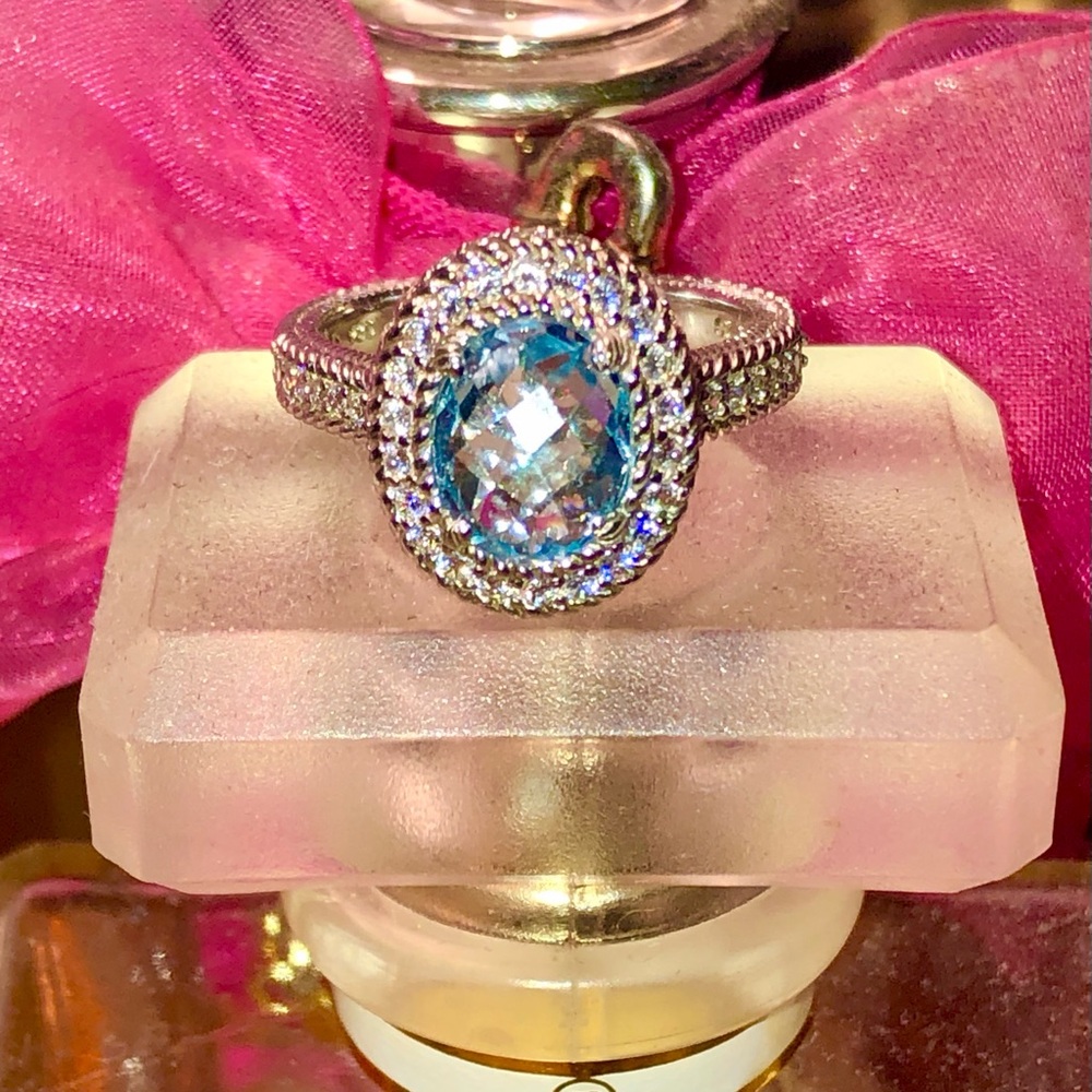 Judith Ripka Silver Ring with Blue Gemstone